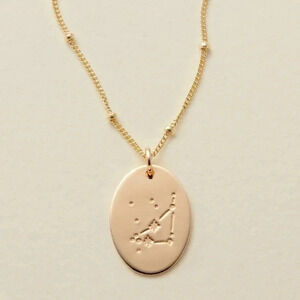 Capricorn Boho Beaded Gold Zodiac Disc Necklace